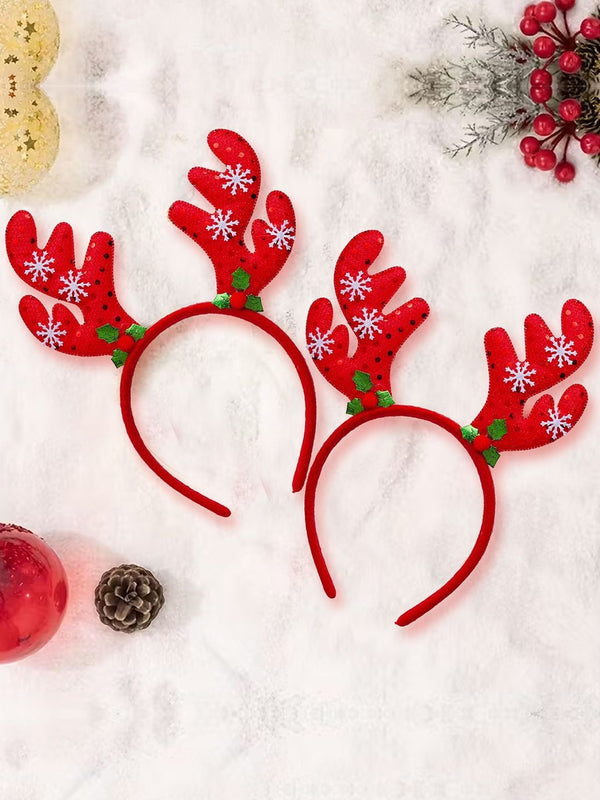 2-Pcs Red Christmas Reindeer Headbands