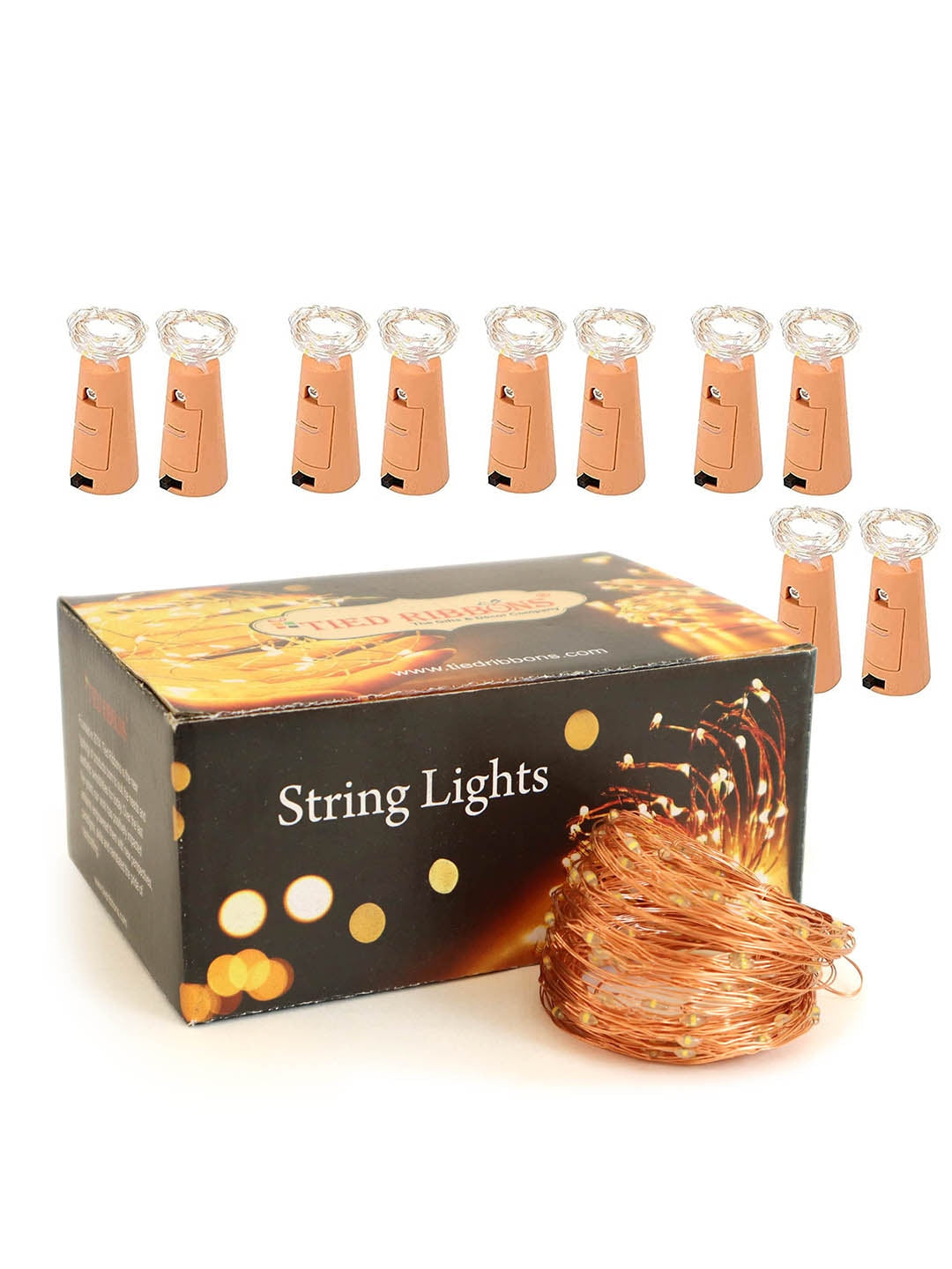 Coin String Lights Buy | Set Of 10 Cork LED String Lights | TIED RIBBONS