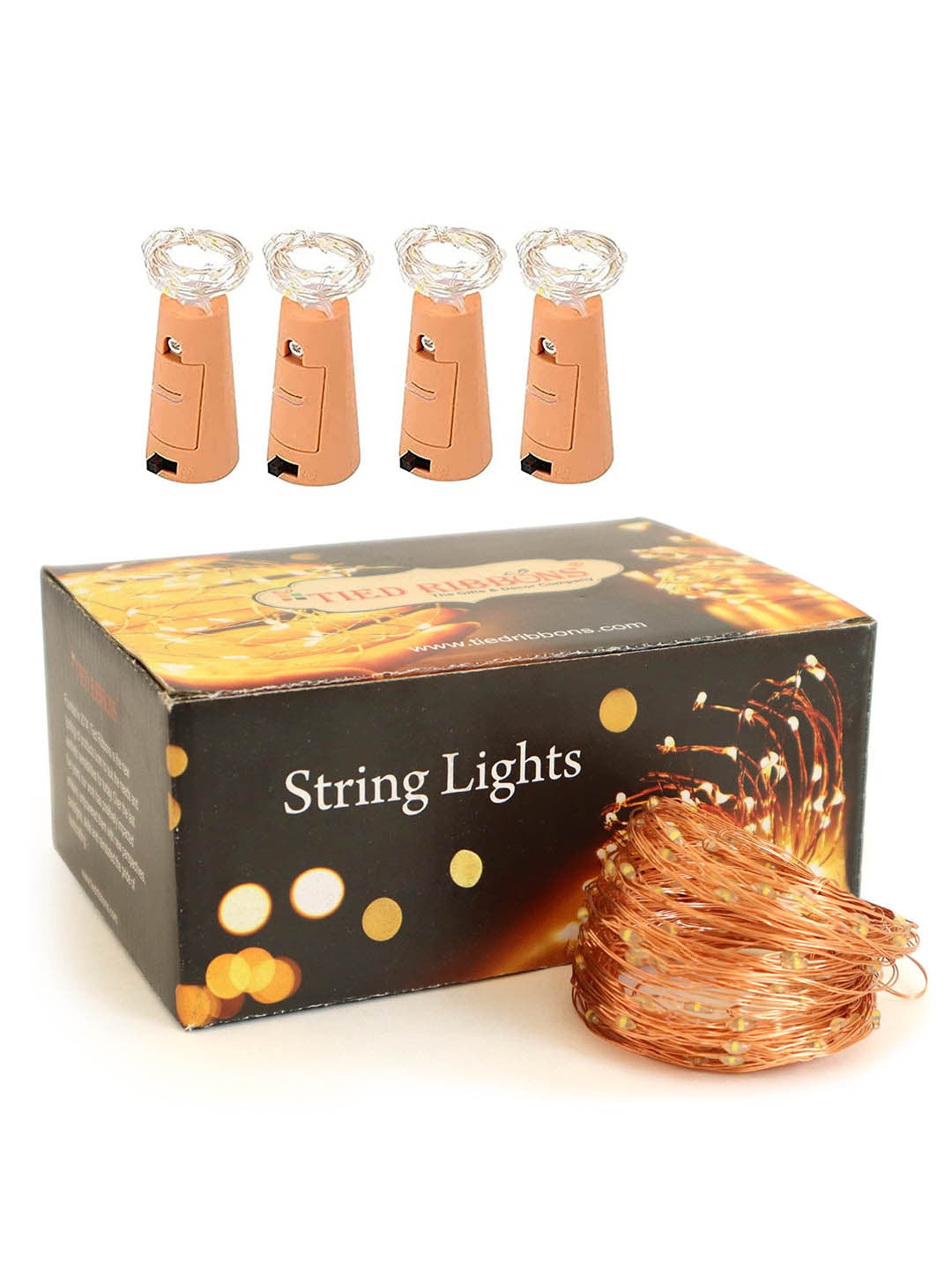 Buy | Set Of 4 Copper Cork Gold String | Tied Ribbons