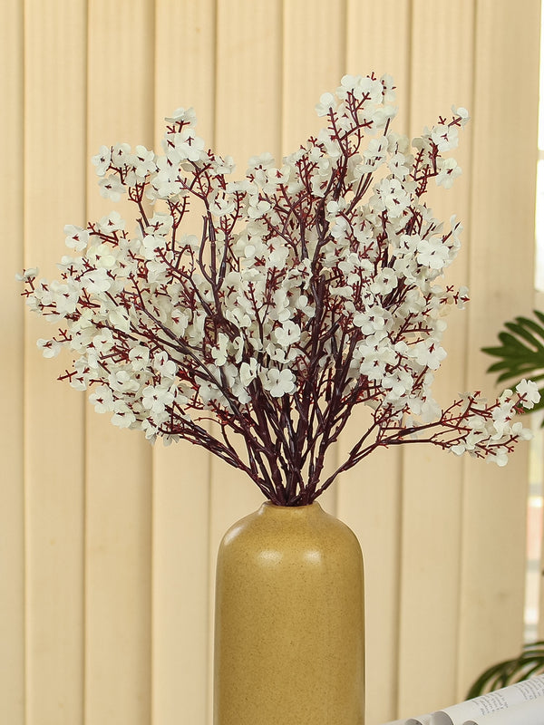 Set Of 5 Artificial Gypsophilia White Flower Bunches Without Pot