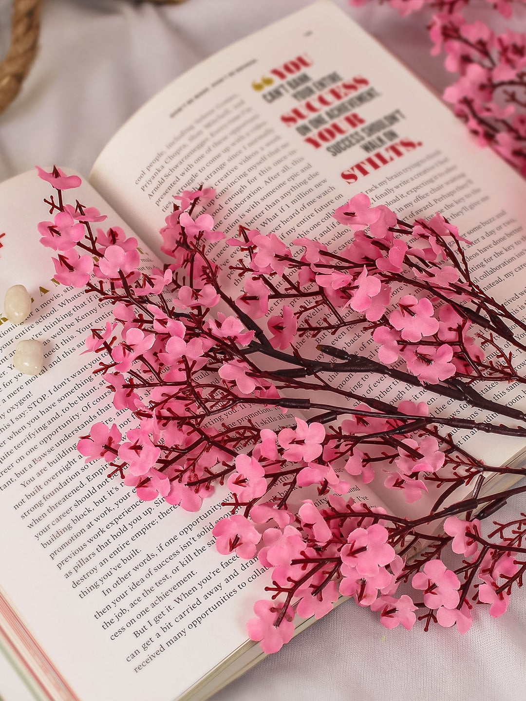 Buy Set Of 5 Pink and Black Artificial Gypsophilia Flower Bunches