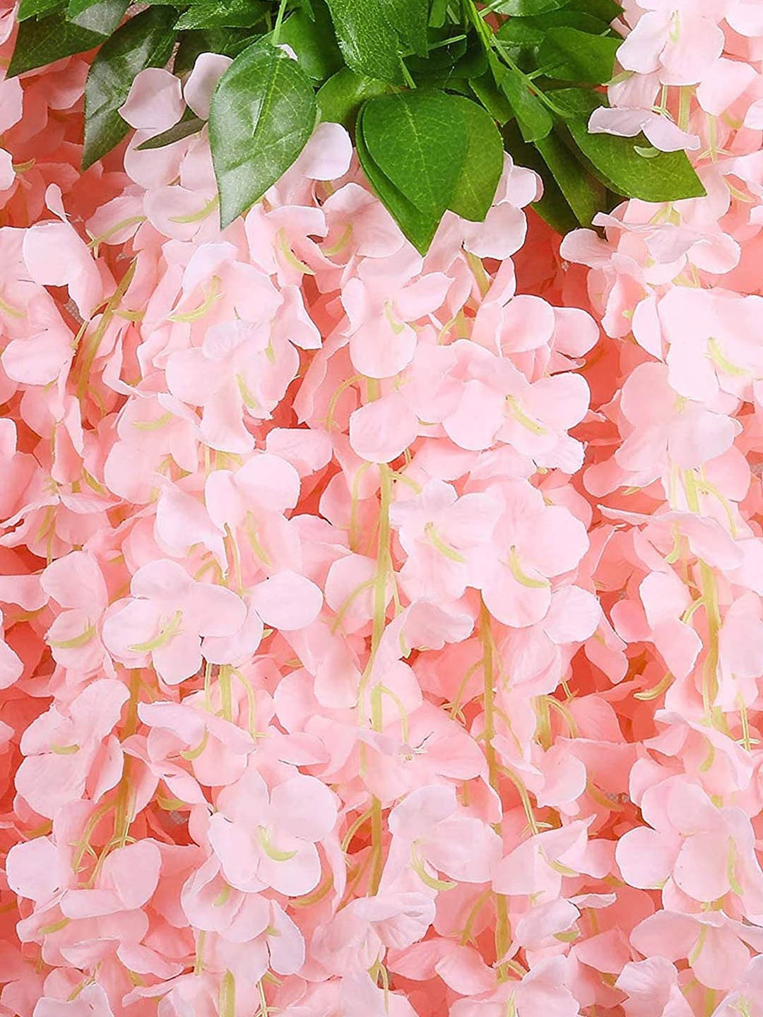 Flowe String Buy | Set Of 6 Peach-Coloured and Green Artificial Hanging Wisteria ...