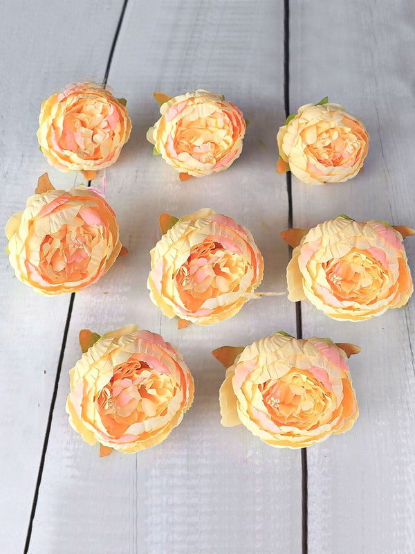 Set Of 8 Artificial Deco Peony Rose Flowers