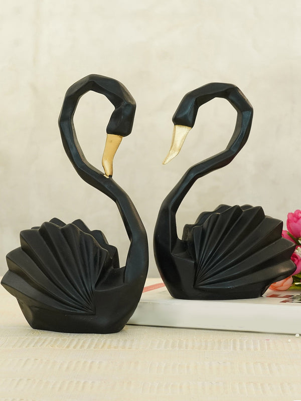 Set of 2 Black Duck Swan Showpiece