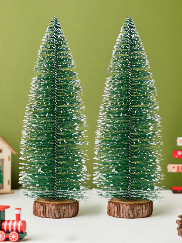 Set of 2 Green Artificial Mini Christmas Tree