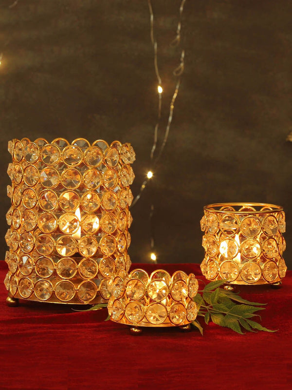 Set of 3 Decorative Crystal Tea Light Candle