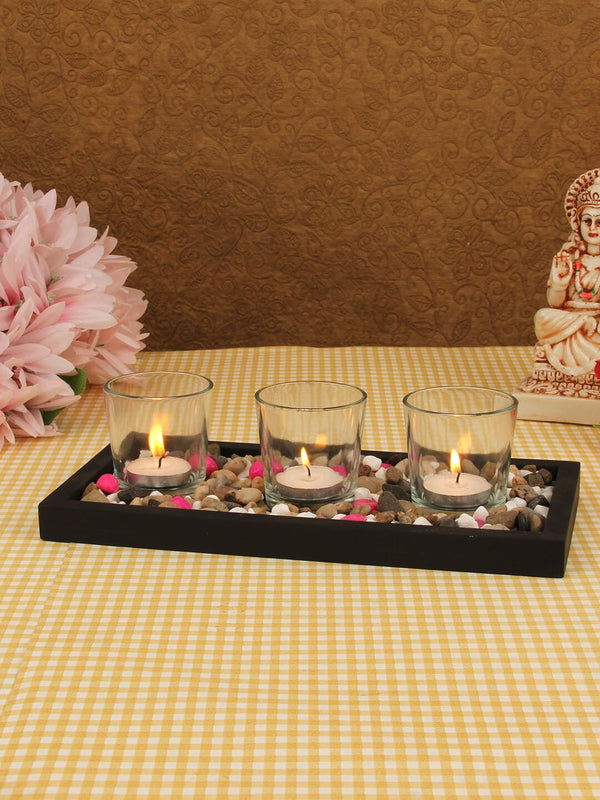 Set of 3 Glass Tealight Candle Holder