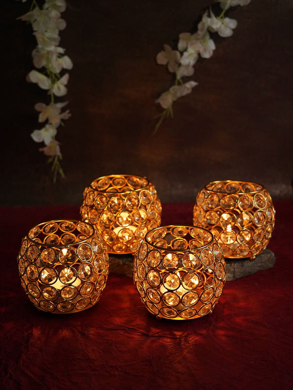 Set of 4 Decorative Crystal Tea Light Candle