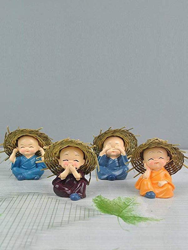 Set Of 4 Decorative Handcrafted Monk Buddha Showpiece