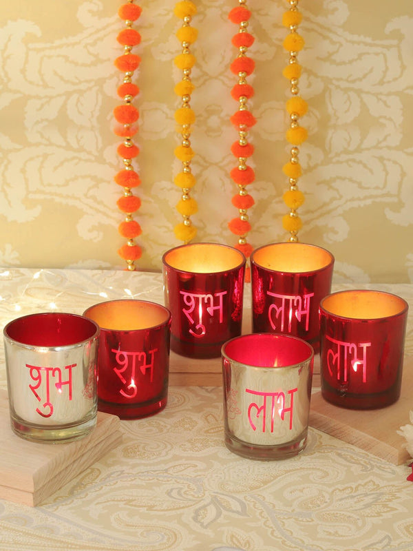 Set of 6 Decoartive Glass Votive
