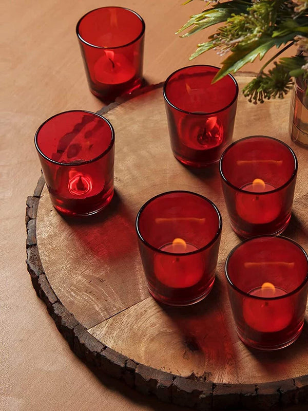 Set of 6 Glass Votive Tea Light