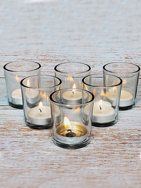 Set of 6 Glass Votive Tea Light Candle