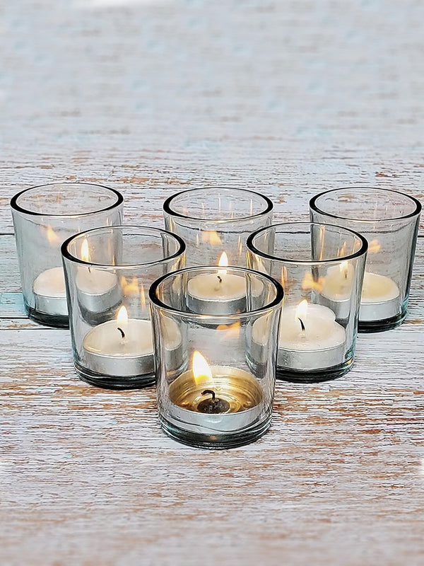 Set of 6 Glass Votive Tea Light Candle