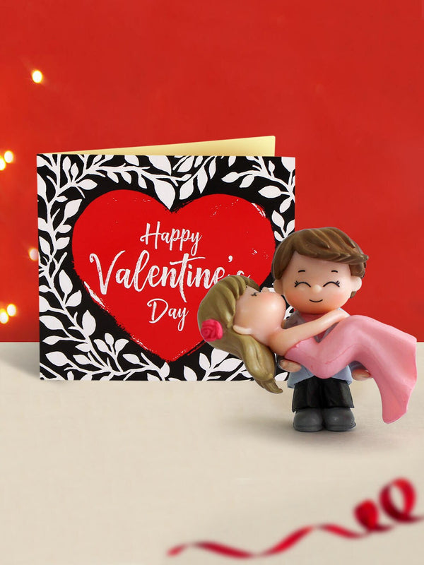 Red & Black Valentine Romantic Love Hug Couple