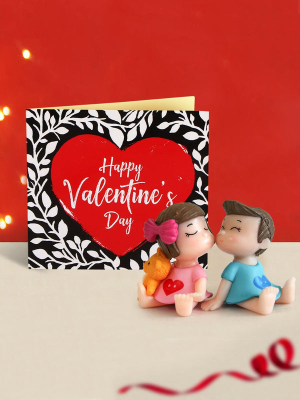 Blue & Pink Couple Statue with 1 Small Card