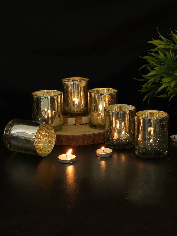 Silver-Toned 6 Pieces Murcury Glass Tealight