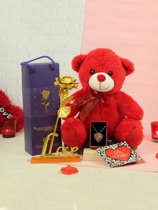 Valentine Red and Gold Toned Teddy Bear