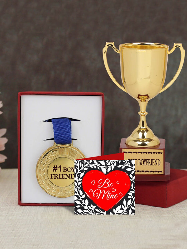 Gold-Toned Valentine Gift Boyfriend Trophy Medal