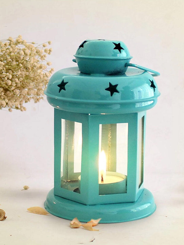 Turquoise Blue Lantern Tealight Candle