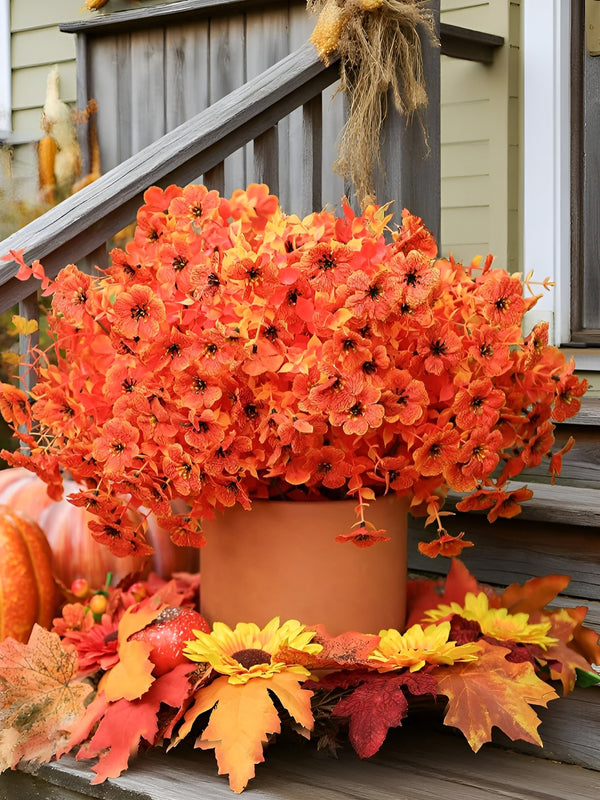 Orange 5 Pieces Eucalyptus Artificial Flower