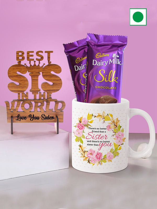 Printed Coffee Mug & Showpiece with Chocolate Raksha Bandhan Gift Set