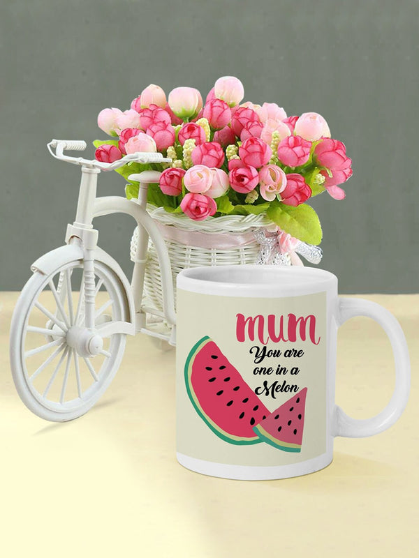 White Coffee Mug with Cycle Vase Mother's Day