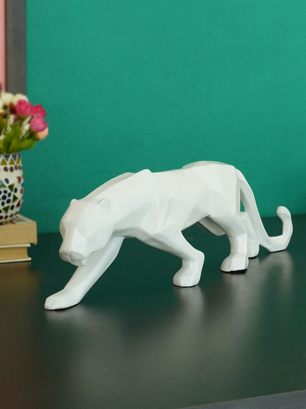White Polyresin Panther Jaguar Statue