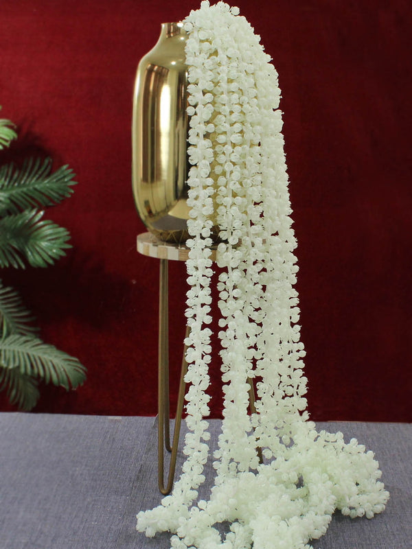 White Set Of 6 Mogra Decor Artificial Jasmine Flowers Hanging Garland