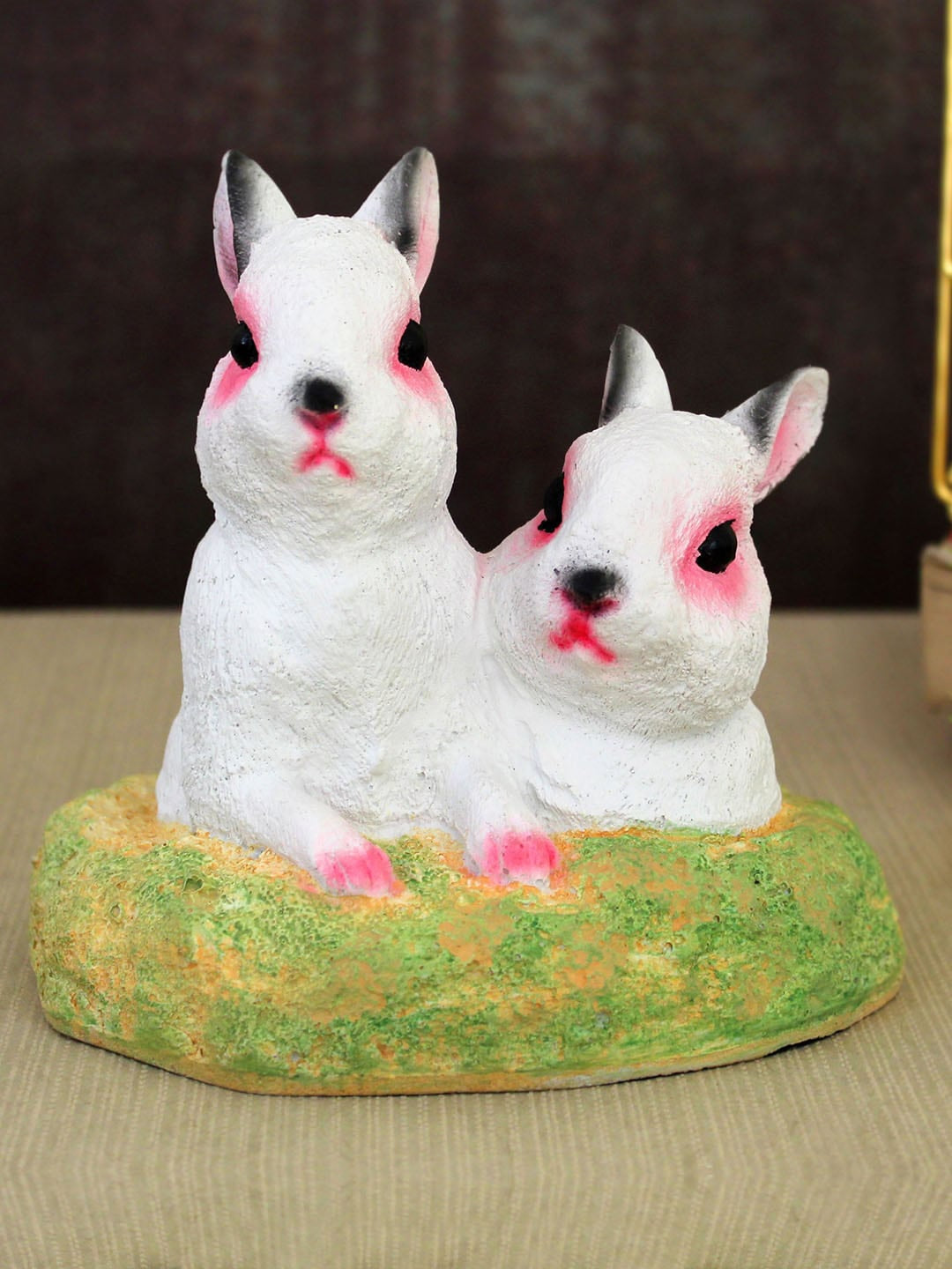 Buy | White & Green Rabbit Statue | Tied Ribbons