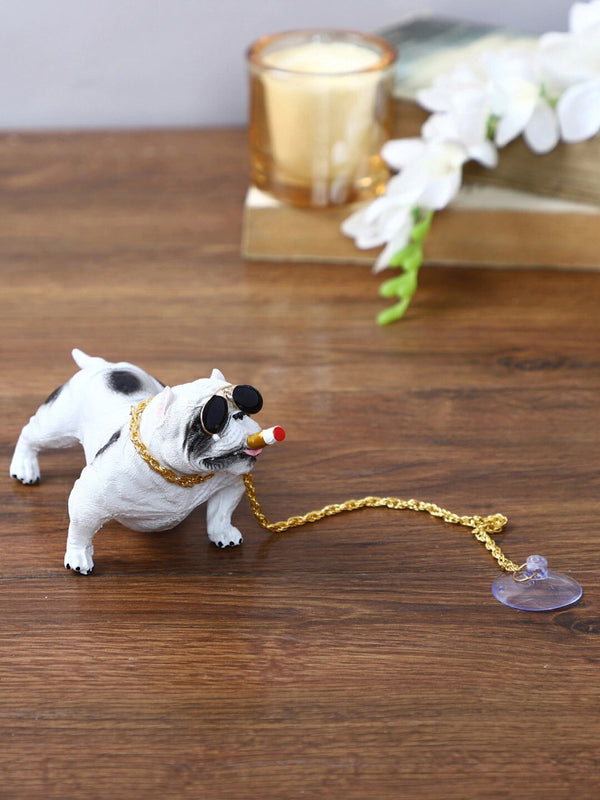White and Black Decorative Bulldog Figurine