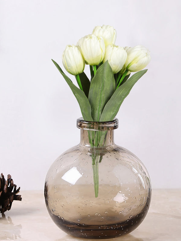 White and Green Decorative Tulips Artificial Flower Stick