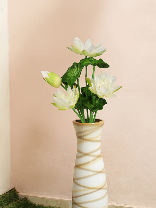 White and Green Lotus Lily Flower Artificial Flower Stick