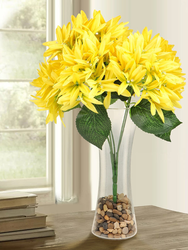 Yellow and Green Artificial Flower Bunch Without Vases