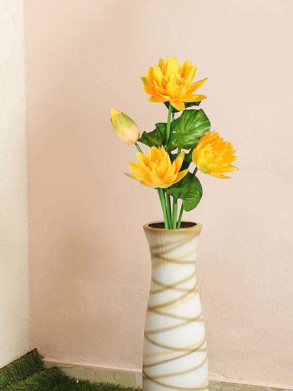 Yellow and Green Lotus Lily Flower Artificial Flower Stick