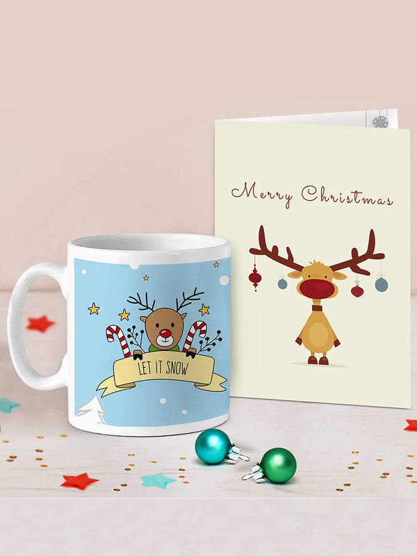 Christmas Printed Coffee Mug with Greeting Card Gift Pack