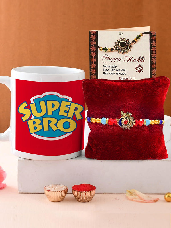 Premium Rakhi for Brother with Coffee Mug & Card Gift Set