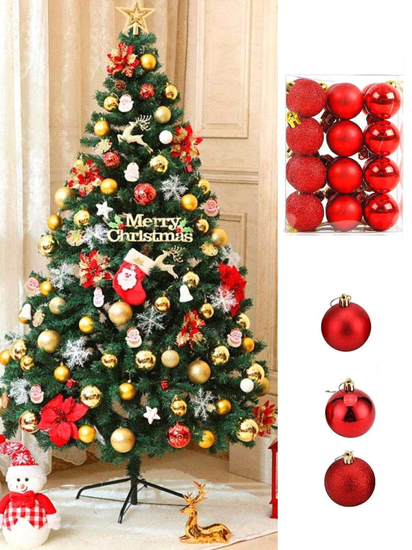 Red & Green 24 Pieces Tree Hanging Balls