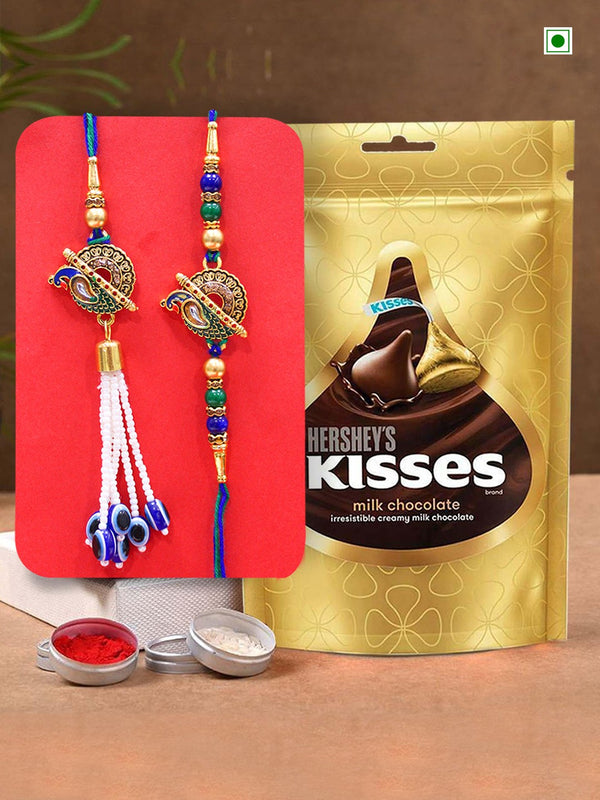 Tied Ribbons Peacock Rakhi & Chocolate Gift Set