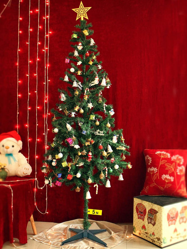 Green Artificial Christmas Tree 5ft with 101 Ornaments Decor