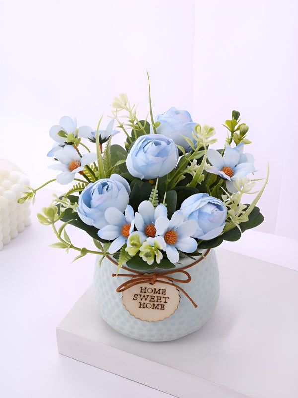 Blue Rose Artificial Flower With Pot