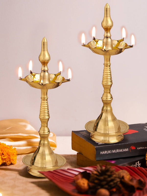 2-PCS Brass Kerala Diya Oil Lamp Stand
