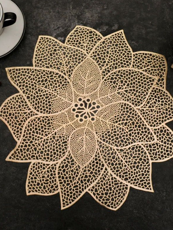 Set of 4 Designs Laser Cut Dining Table Mat for Your Home (Gold)