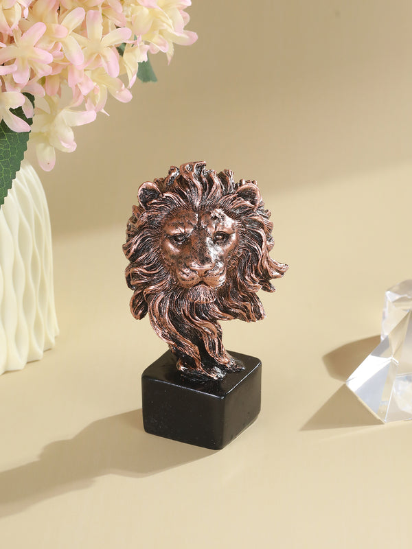 Copper-Toned Lion Head Figurine Showpiece