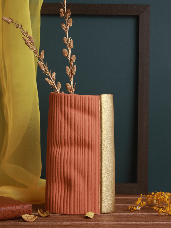 Designer Orange and Gold Flower Vase