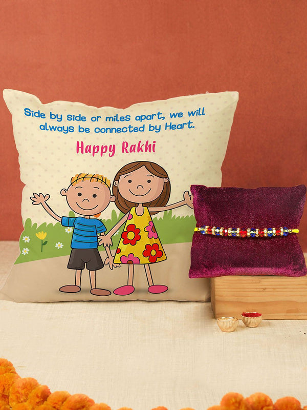 Printed Cushion & Rakhi Gift set