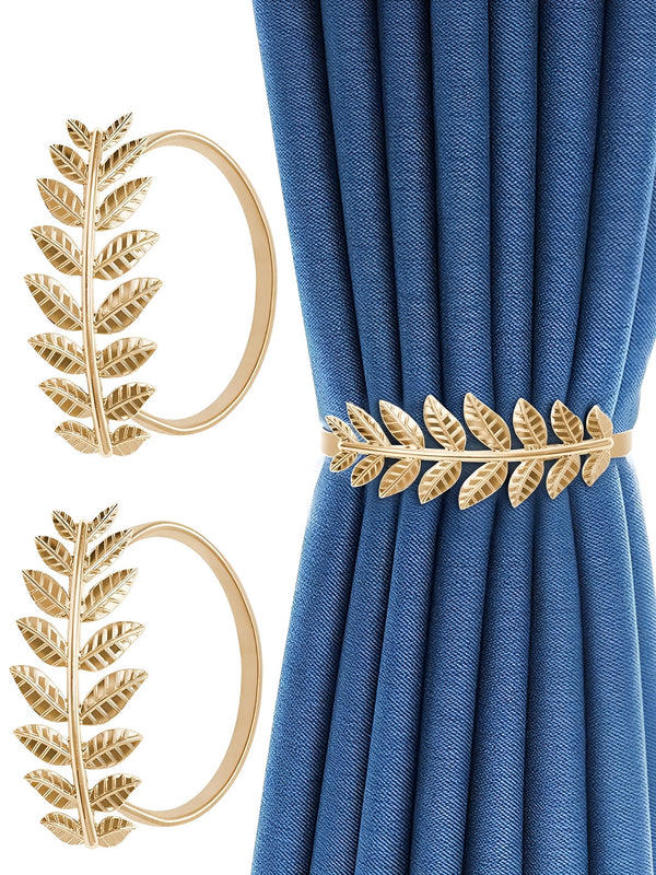 2 Pieces Yellow Textured Spring Design Metal Curtain Tie-Backs