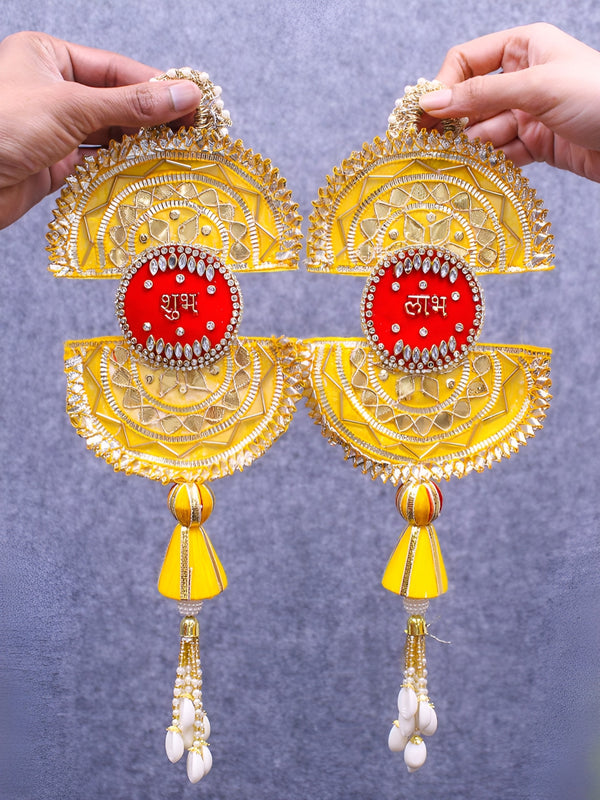 2-Pcs Yellow & Red Wall Hanging Door Latkan