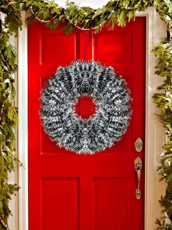 White & Black Round Christmas Decoration Wreath Wall Decor Door Hanging
