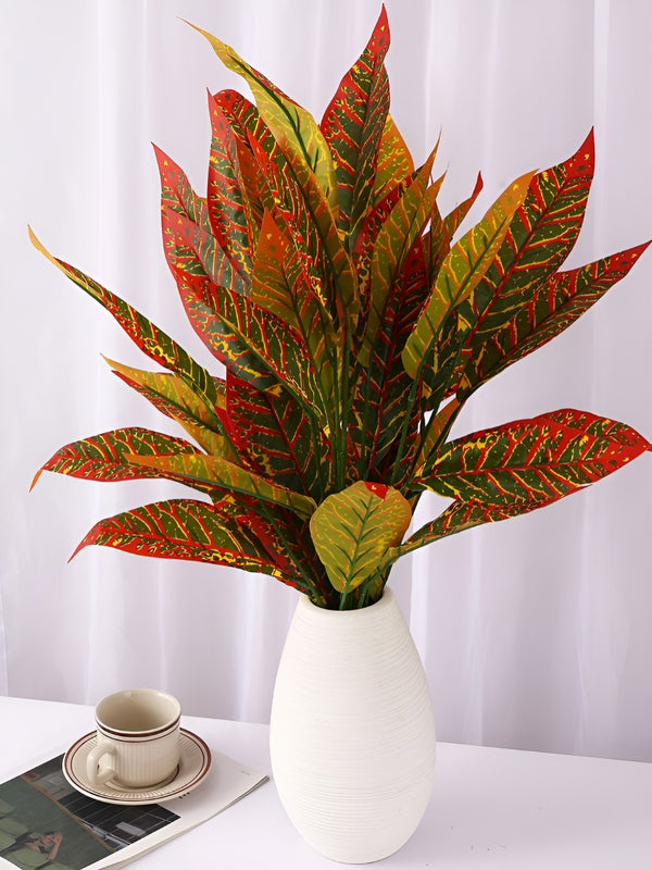 Pack of 2 Artificial Tree Plant Croton Orange Green Plant Fake Trees