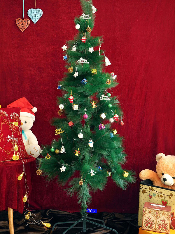 Green Christmas Artificial Pine Tree 10ft with 210 Ornaments Decor